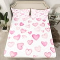 thumbnail image 2 of Manfei Graffiti Heart Print Twin Sheet Sets,Cartoon Pattern Twin Fitted Sheet,White Pink Ombre Flat Sheet For Princess,Ultra Soft Home Decor,3 Pieces, 2 of 7