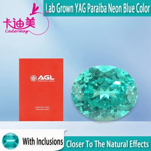 9x11mm Oval Shape Neon Blue Paraiba Color Lab Grown Yttrium Aluminum Garnet Loose With Inclusions Shape 9x11mm With GRC Certificate Gemstone For Fine Jewelry DIY