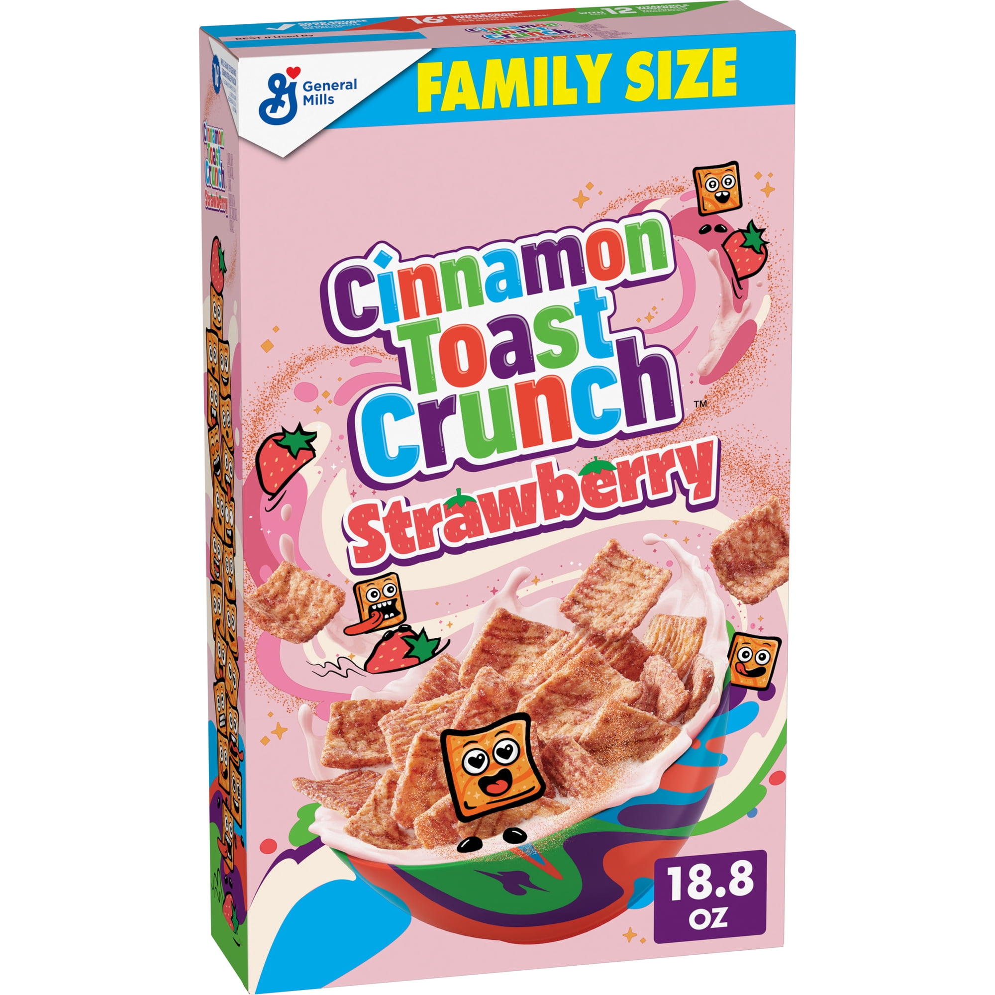 Cinnamon Toast Crunch Breakfast Cereal, Crispy Strawberry Cereal, Family Size, 18.8 oz