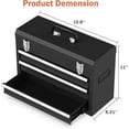 thumbnail image 2 of Portable Metal Tool Box, 3 Drawer Steel Tool Box with Top Storage Tray and carrying Handle, Multi-Function Tool Storage with Anti-slip Liner for Garage, Home, or Workbench (Black), 2 of 8