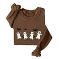 thumbnail image 3 of DDAPJ pyju Spooky Season Sweatshirts Halloween Ghost Sweatshirt Women Crewneck Long Sleeve Pullover Tops Brown XL, 3 of 4