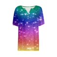 thumbnail image 4 of Fiudx Camisas para Mujer Blusa de Manga Corta Estampada a La Moda para Mujer, Blusas Informales con Cuello Redondo, 4 of 4