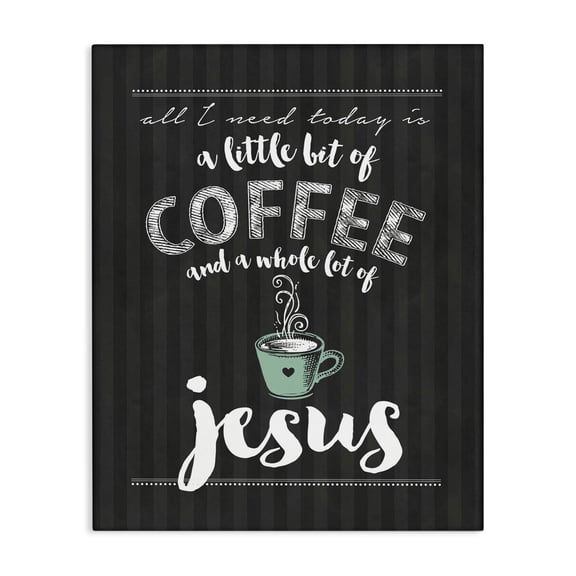 Little Coffee & Whole Lot Of Jesus Canvas Wall Art, design by Lettered and Lined