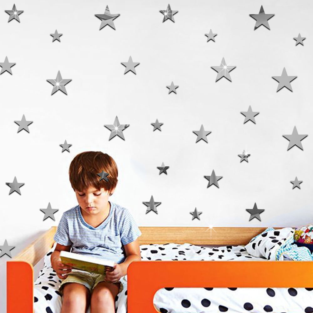20pcs Removable Star Mirrors Wall Stickers Decal Art Vinyl Kids Room Wall Decor 