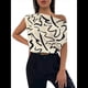 thumbnail image 2 of Blusa de Mujer con Cuello Asimétrico Estampado y Fruncido, Elegante, para Oficina y Trabajo Albaricoque M, 2 of 8