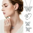 thumbnail image 4 of Censtreet Birthstone Butterfly Necklace Earrings Ring Set 925 Sterling Silver Women Butterflies Pendant Necklace for Birthday Wedding Gift, 4 of 5
