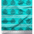 thumbnail image 1 of Soimoi Satin Silk Fabric Leaves & Lotus Block Print Sewing Fabric Yard 42 Inch Wide, 1 of 1