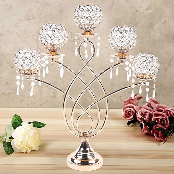 5 Arms Crystal Candelabra Candle Holders Candle Holders for Table Centerpiece Candle Candle Holder for Party Event