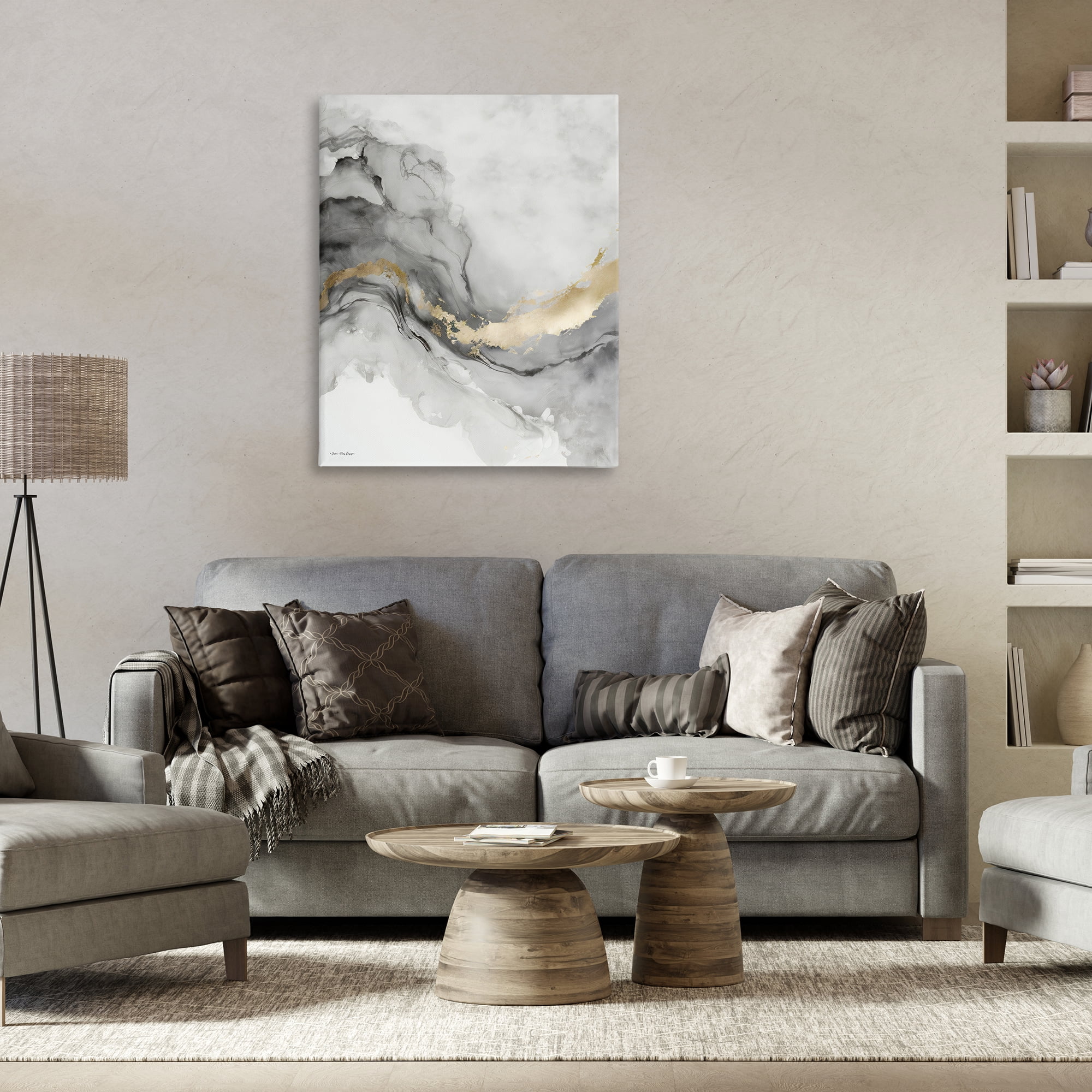 Stupell Industries Grey & Glam Geode Abstract Painting Gallery Wrapped Canvas Art Print Wall Art, 30 x 40