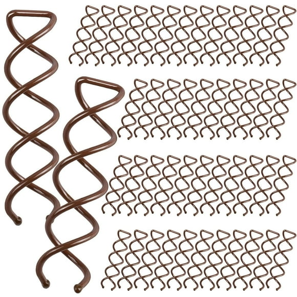 50PC Spiral Hair Pins Set, Spin Pins Spiral Bobby Pins for Girls, Women and Kids, Non-Scratch Round Clip & Bun Twist, Stylish Bun Bobby Pins, Premium Spin Pins for Hair, Brown