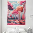 thumbnail image 3 of Ambesonne Trees Tapestry Wall Hanging, Surreal Forest Sky Painting, 60"x80", Pink Coral Blue Grey, 3 of 3