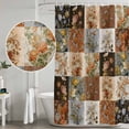 thumbnail image 4 of Floral Patchwork Shower Curtain Set - Standard 72" x 72" Washable Bathtub Curtain with 12 Hooks, Vintage Country Geometric Flower Waterproof Fabric Stall Shower Curtains for Bathroom/Bathtub Décor, 4 of 6