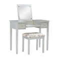 thumbnail image 1 of Pemberly Row Wood Vanity & Padded Seat Stool Flip Up Mirror Storage in Silver, 1 of 19