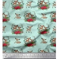 thumbnail image 1 of Soimoi Green Cotton Duck Fabric Deer Animal Decor Fabric Printed Yard 56 Inch Wide, 1 of 3