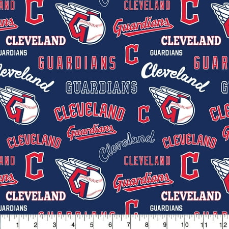 MLB Cleveland Guardians 58 100% Cotton Sports Logo Craft Fabric By the Yard Navy and Red