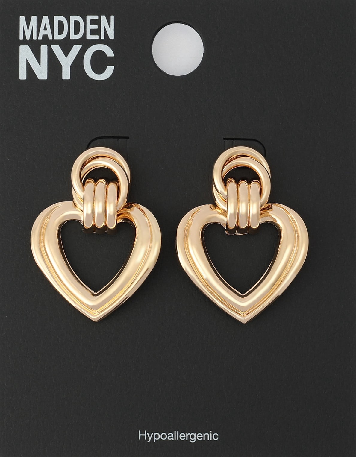 Madden NYC Women's Fashion Gold-Tone Heart Doorknocker Earrings