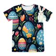 thumbnail image 6 of Toddler Boys Easter Outfit Short Sleeve T-Shirt Funny Bunny Suit Cute Cartoon Graphic Tees Holyweek Shirts Soft and Comfortable Tops Shorts 2 PC Sets Children Clothes Dark Blue 3-4 Years, 6 of 7