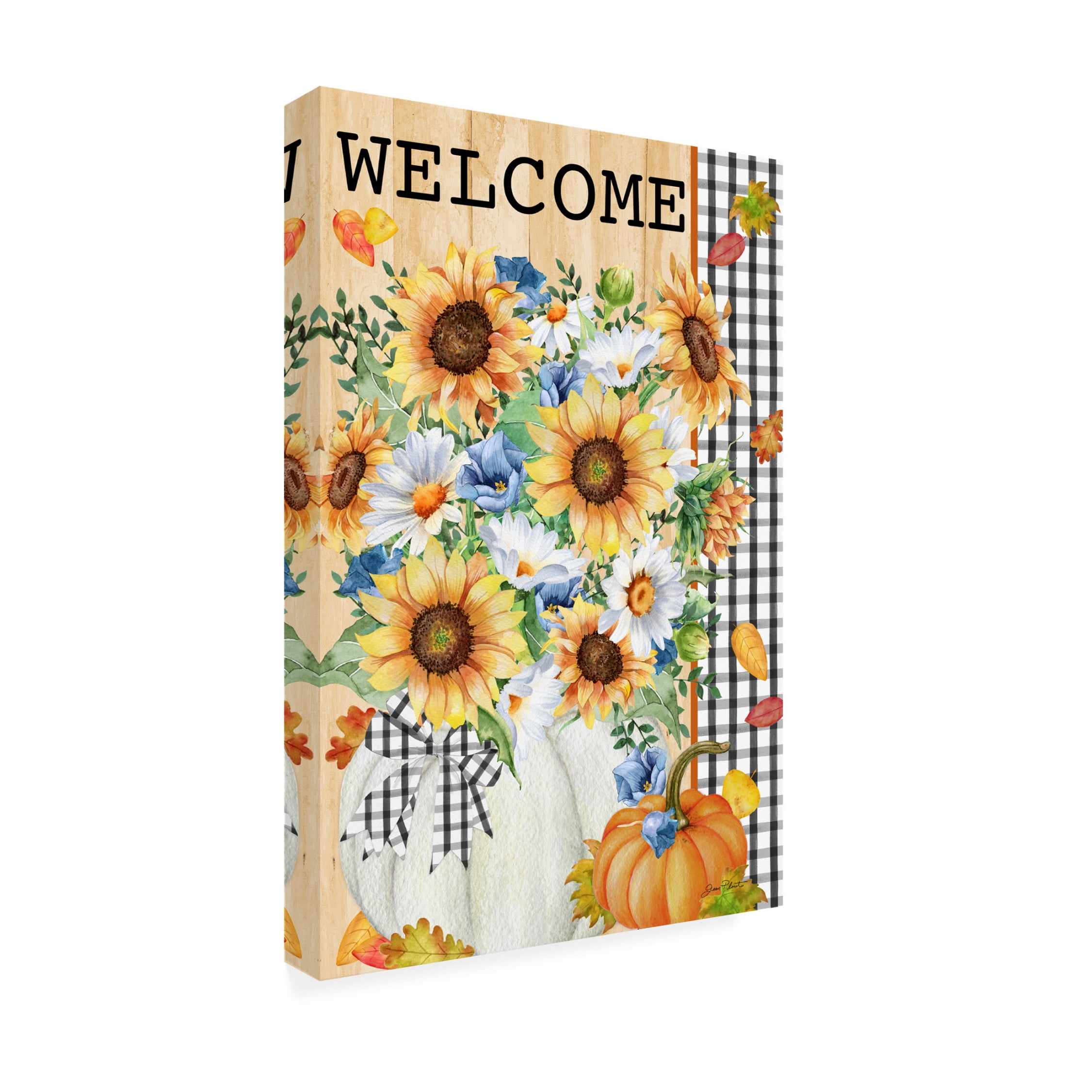 Canvas Wall Art - Jean Plout 'Welcome Pumpkin Bouquet' Wall Art for Living Room, Bedroom, or Office Décor by Trademark Fine Art - 16 x 24 Inches