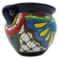thumbnail image 2 of Michoacana Mini Planter #2 Hand Painted Pot Indoor Outdoor Multi Colored Glazed Talavera 7"L x 7"W x 5"H, 2 of 8