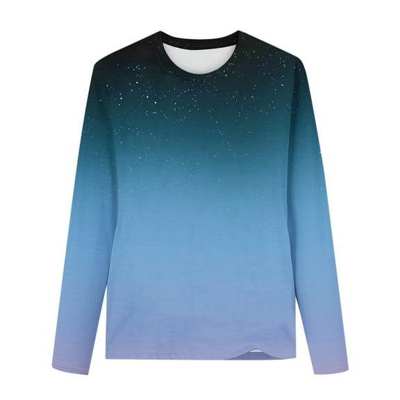 Thetops Little Girls' Blue Gradient Star Long Sleeve Top - 5T, Polyester Spandex Blend, Casual Comfortable Easy-Care for Daily Wear