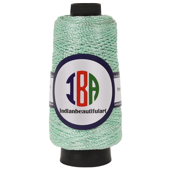 IBA Indianbeautifulart JuteLurexCordThread 100 Meter Spool 4ply Thread For DIY Crafts MetallicCordFor Christmas Tree Embellishment,Macram |Aquamarine|Pack Of 1
