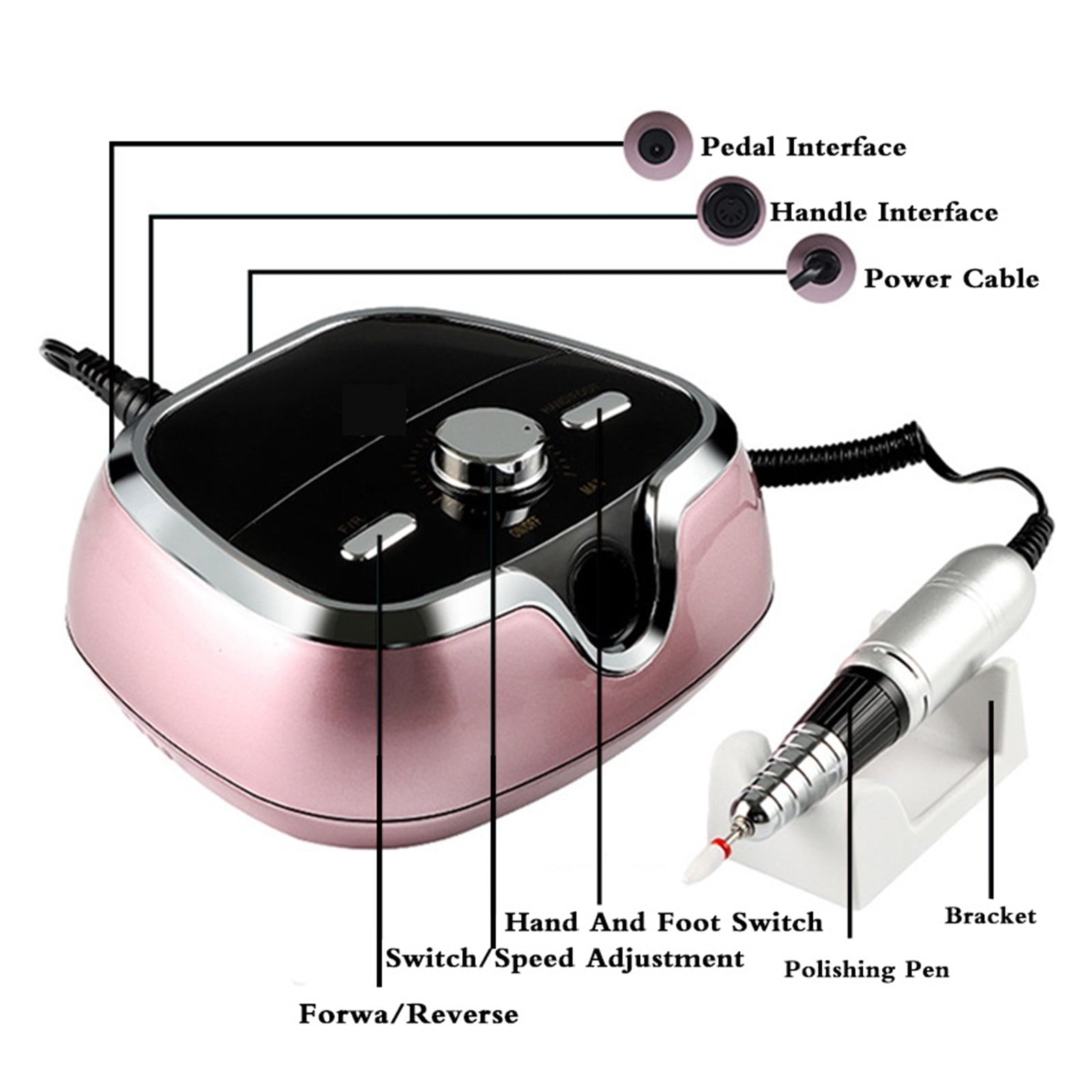 Professional Nail Drill Machine, Low Noise 35000RPM Manicure Machine For Manicure Electric Nail File With Cutter Nail Art Tools ,Low Noise