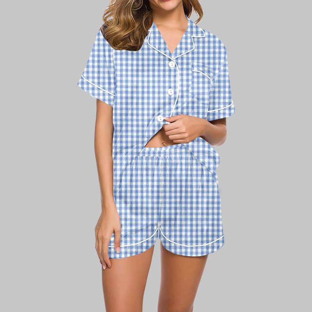 Qiopertar Liquidation à Moins de 5$ Blouse Décontractée à Col Rabattu Manches Courtes Mode Short Ensemble de Pyjama Grandes Économies de Vacances!