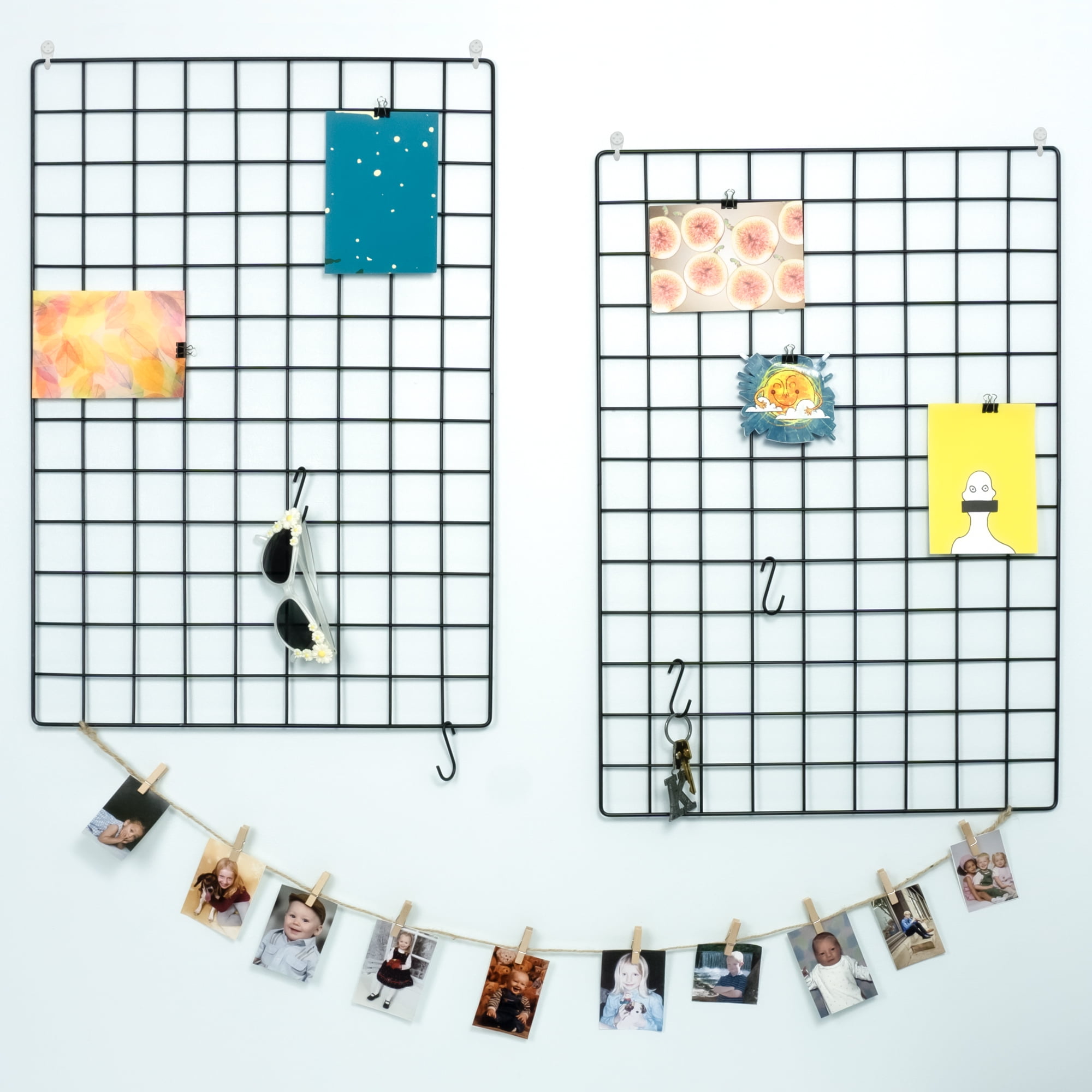 Photo Wall Set of 2 Grid panel Metal Wire Display Panel Decorative 