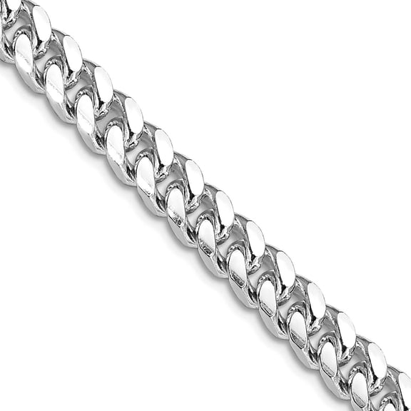 925 Sterling Silver Rhodium Plated 6mm Domed With Side Sparkle-Cut Curb Chain Necklace 26 Inch Chain Necklace for Women