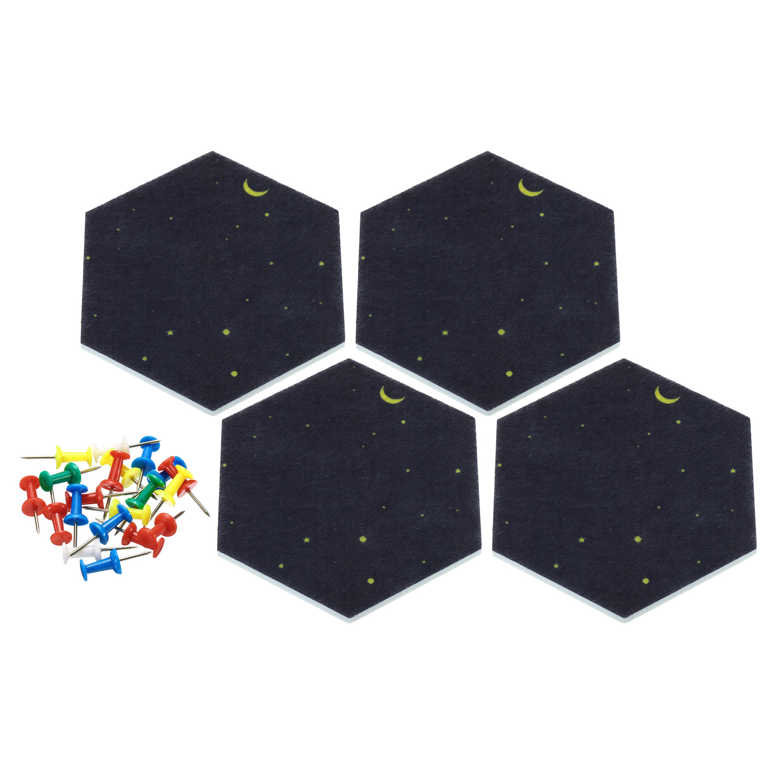 Uxcell Self Adhesive Hexagon Mini Moon Wall Pin Felt Bulletin Board