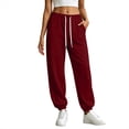 thumbnail image 5 of Dagugfen Sweatpants for Women Elastic Waist Drawstring Cinch Bottom Athletic Outdoor Jogging Pants with Pockets(M,Red), 5 of 7