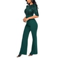 thumbnail image 5 of Wdgfv Sequin Jumpsuits for Women Dressy Summer Casual Short Sleeve Cocktail Club party Wide Leg Romper with Pockets Green S, 5 of 7