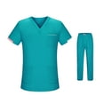 thumbnail image 3 of Conjunto de uniforme exfoliante de manga corta para enfermera, Top, pantalones, ropa de trabajo cómoda, trajes de trabajo de enfermería para salón de azul, 3 of 8