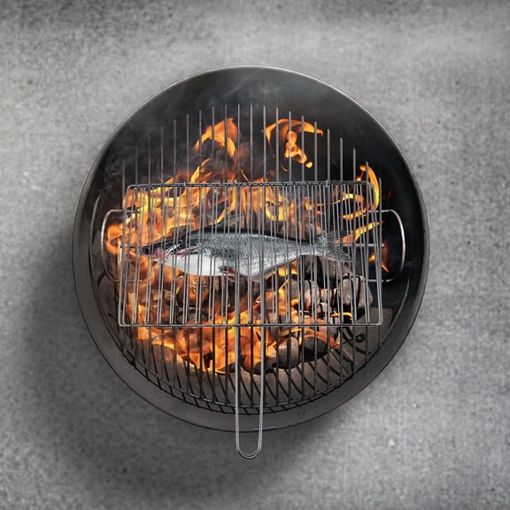 RENACLIPY Stainless Steel Fish Grilling Basket Plated Silver for Camping Picnic