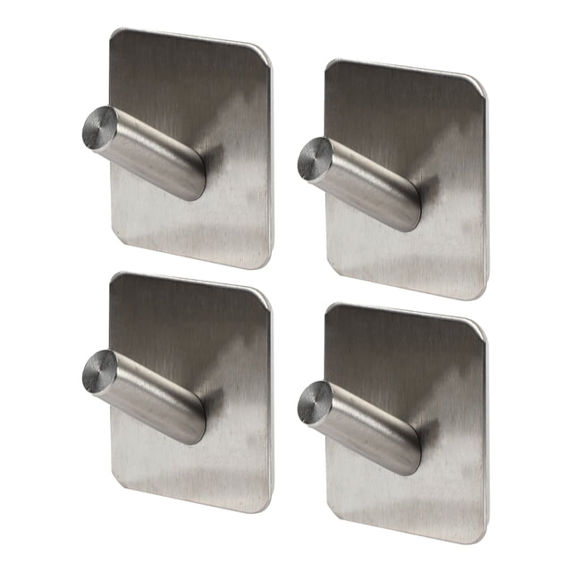 Ganchos adhesivos de 4 piezas de Unique Bargains para toallas, abrigos y ganchos de pared, se adhieren en el baño y la cocina, tono plateado