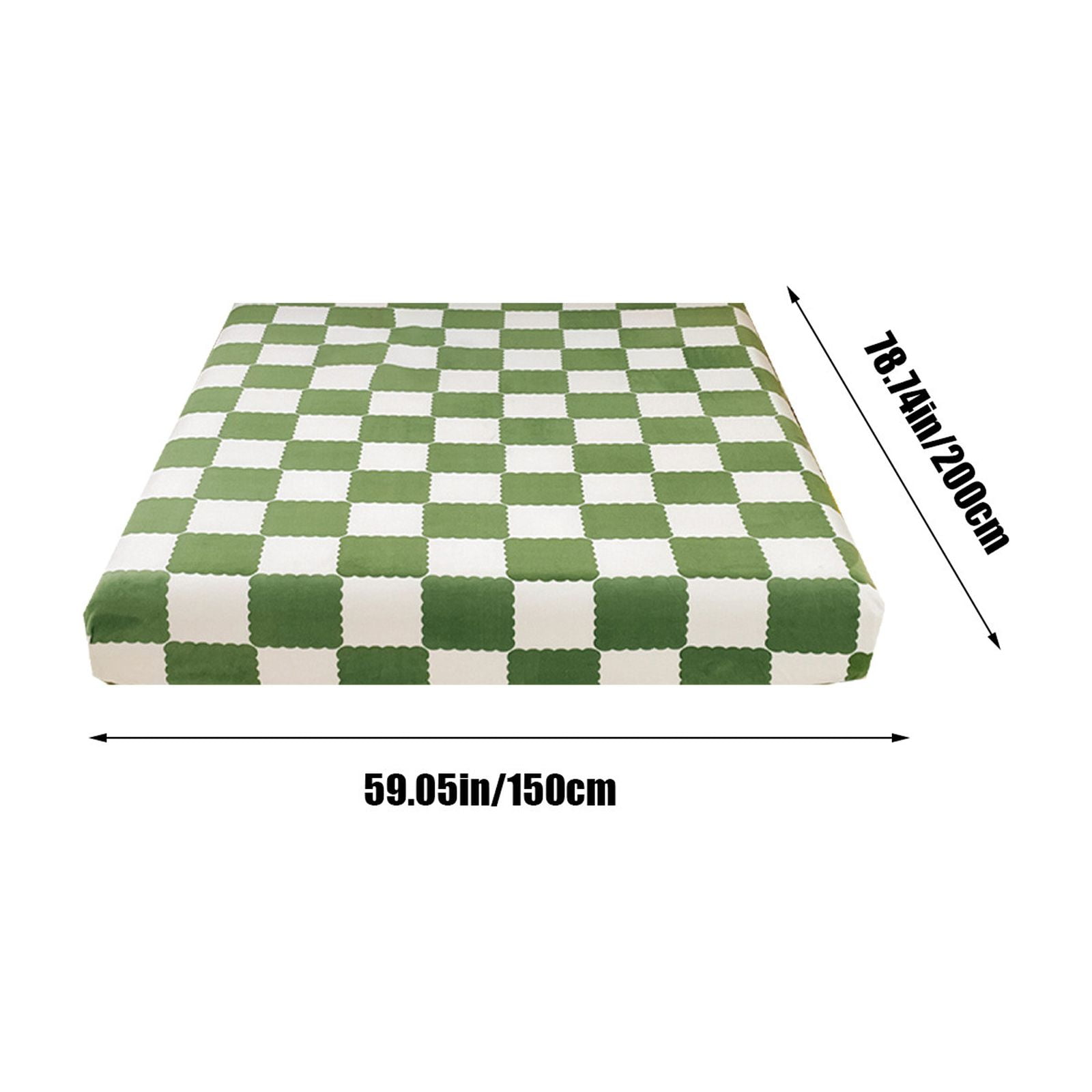 Quilted Fitted Sheet Winter Warm, Checkerboard Pattern Mattress Protector – Breathable Non-Slip Pocket Design, Soft Polyester Bed Cover for Care Bed, Home or Guest Room