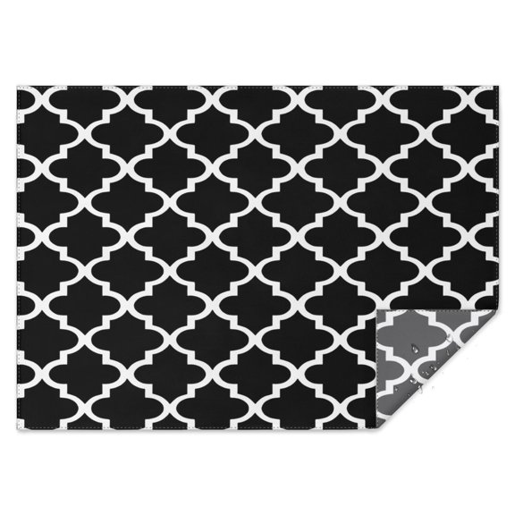 Black and White Geometric Lattice Pattern Rectangle Tablecloth 60"x84",Waterproof Polyester Rectangle Table Cloth, Wipeable Spillproof Polyester Tablecloth for Dining, Camping, Indoor and Outdoor