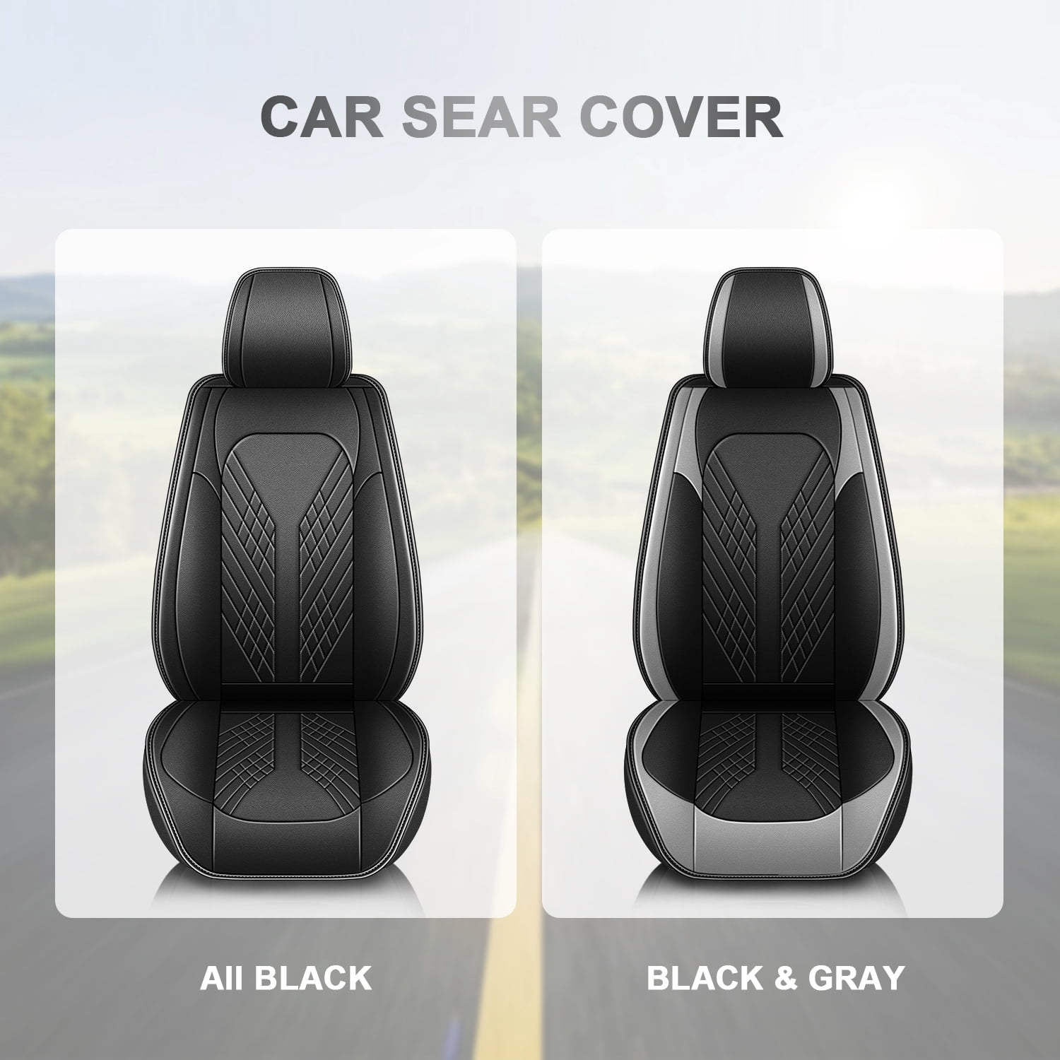 DIKSOAKR Front Car Seat Covers Fit For Honda Civic 2020-2025 Waterproof Fashion Faux Leather Seat Covers 2 Seats Auto Interior Protectors(Black&Gray)