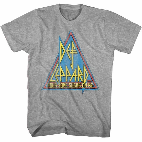 Def Leppard 1980's Heavy Hair Metal Band Primary Triangle Adult T-Shirt Tee