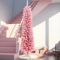 thumbnail image 4 of 6Ft Pencil Slim Artificial Pink Christmas Tree, 4 of 9