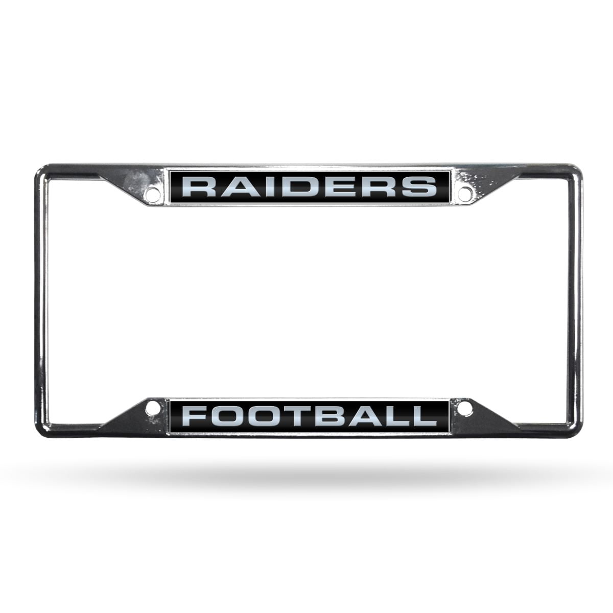 Oakland / Las Vegas LV Football Raiders All Corner EZ View Chrome Metal  Laser Cut License Plate Frame 