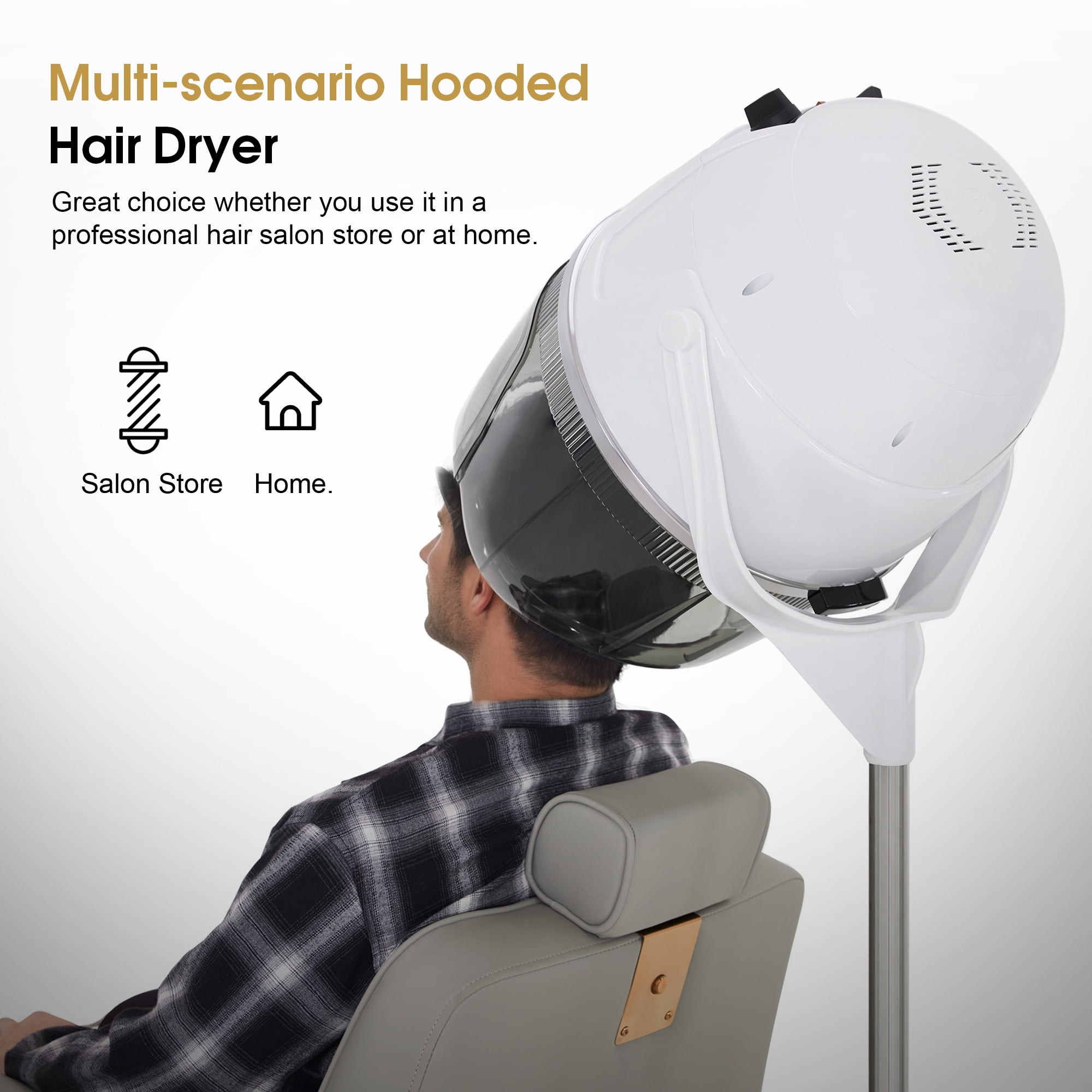 BarberPub Adjustable Bonnet Hood Hair Dryer with Wheel