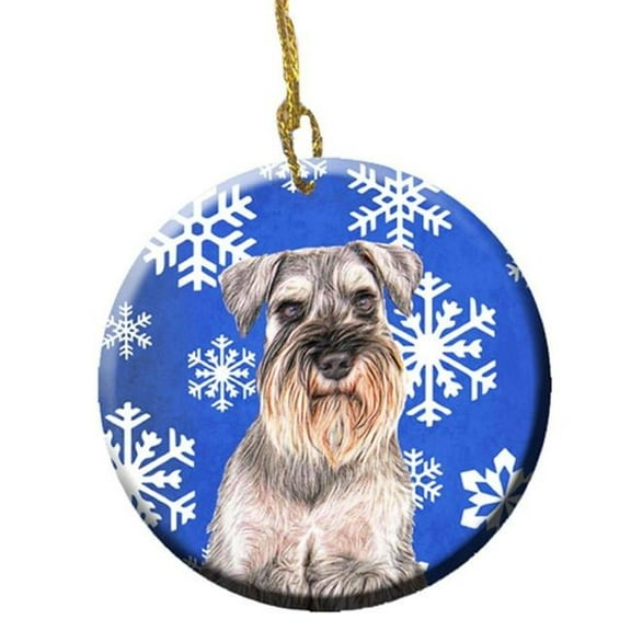 Winter Snowflakes Holiday Schnauzer Ceramic Ornament