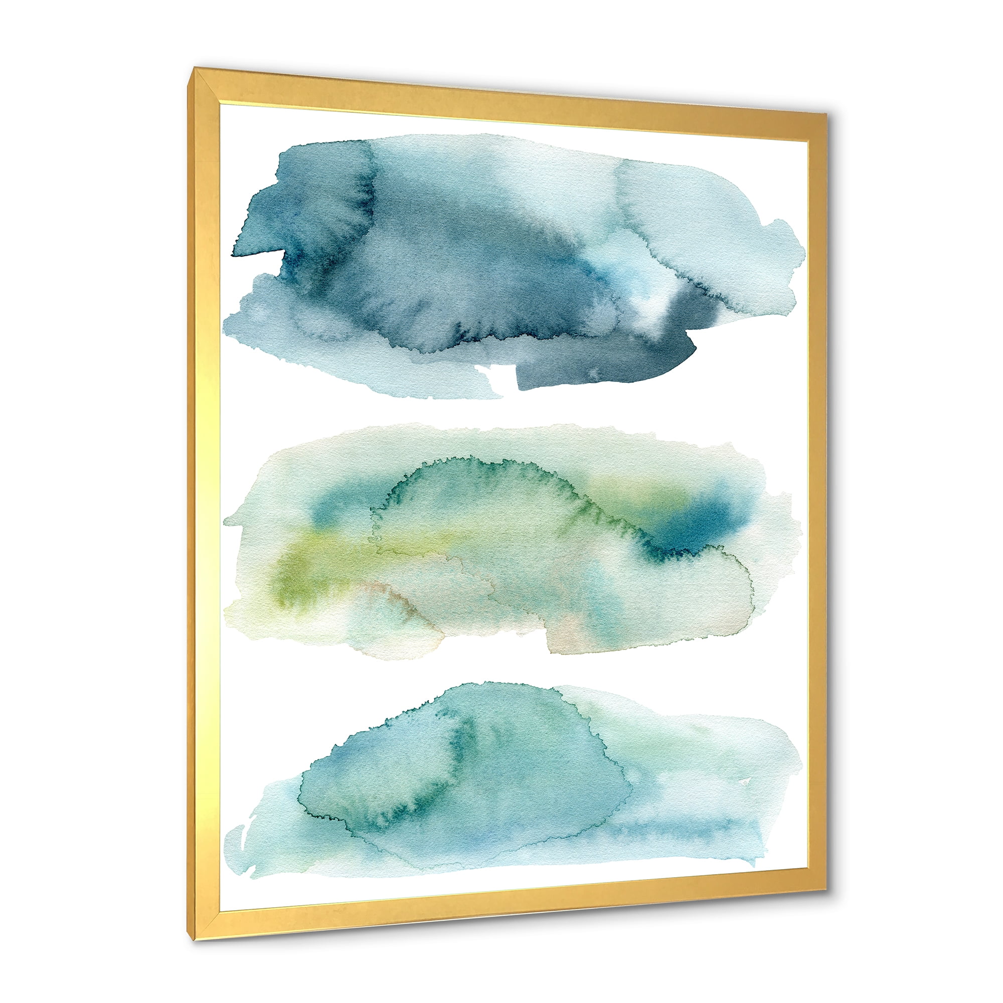 Designart 'Green and Blue Clouds' Modern Framed Art Print