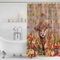 thumbnail image 3 of Thanksgiving Cattle Shower Curtain, Waterproof Shower Curtains for Bathroom, Fall Harvest Pumpkin Leaves Brown Wood Washable Fabric Bathtub Curtain Set Bath Decor with 12 Hooks Extra Long 72"x96", 3 of 8