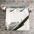 thumbnail image 3 of Ambesonne Vintage Airplane Quilted Bedspread Set 3 Pcs, Retro Aircraft, Queen Size, Grey White, 3 of 3