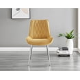 thumbnail image 3 of Furniturebox UK Pesaro Modern Adult Velvet Mustard/Silver Dining Side Chairs, Set of 2, 3 of 6