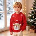 thumbnail image 2 of Boys Christmas Deer Sweater,Crew Neck Long Sleeve Snowflake Jacquard Knit Pullover for 2-7 Years, 2 of 5