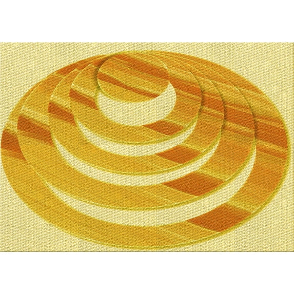 Ahgly Company Machine Washable Indoor Rectangle Transitional Bold Yellow Area Rugs, 7' x 10'