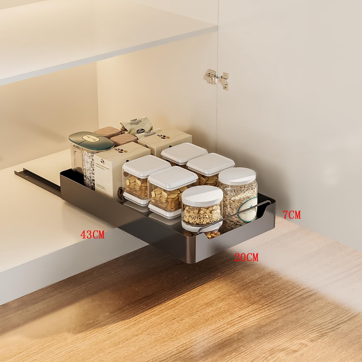 Pull Out Cabinet Organizer, Pull Out Telescopic Kitchen Drawer, No Drill Extendable Sliding Shelf and Storage for Kitchen, Cupboards, Pantry, Bathroom